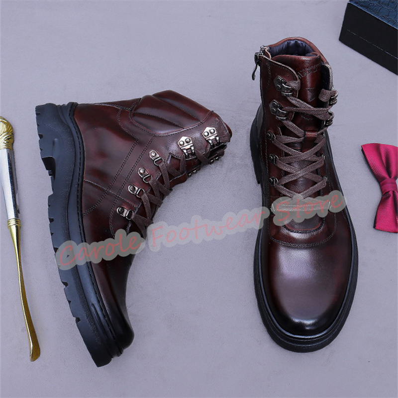 Crossfit Male - Male High Top Genuine Leather Cross-Tied