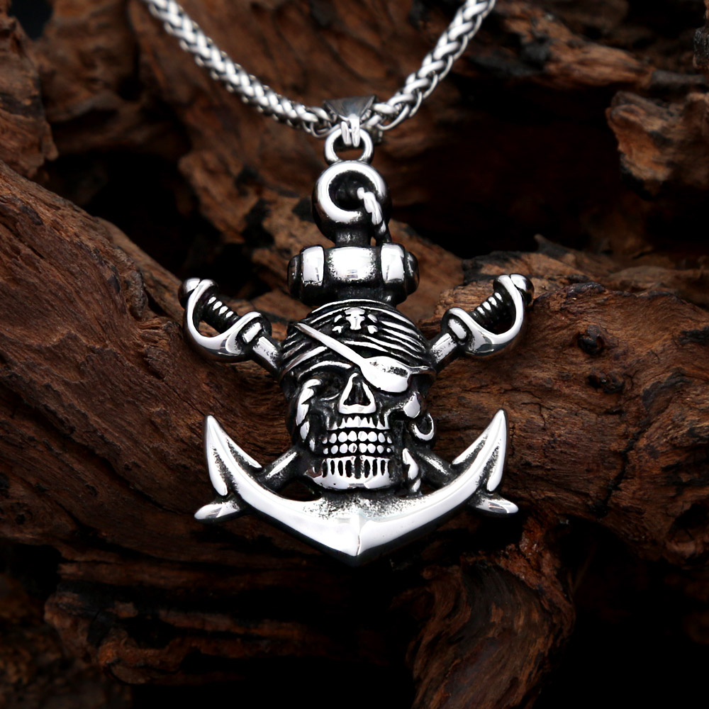 Battle Rope Anchor - Gothic Pirate Anchor Skull Stainless Steel